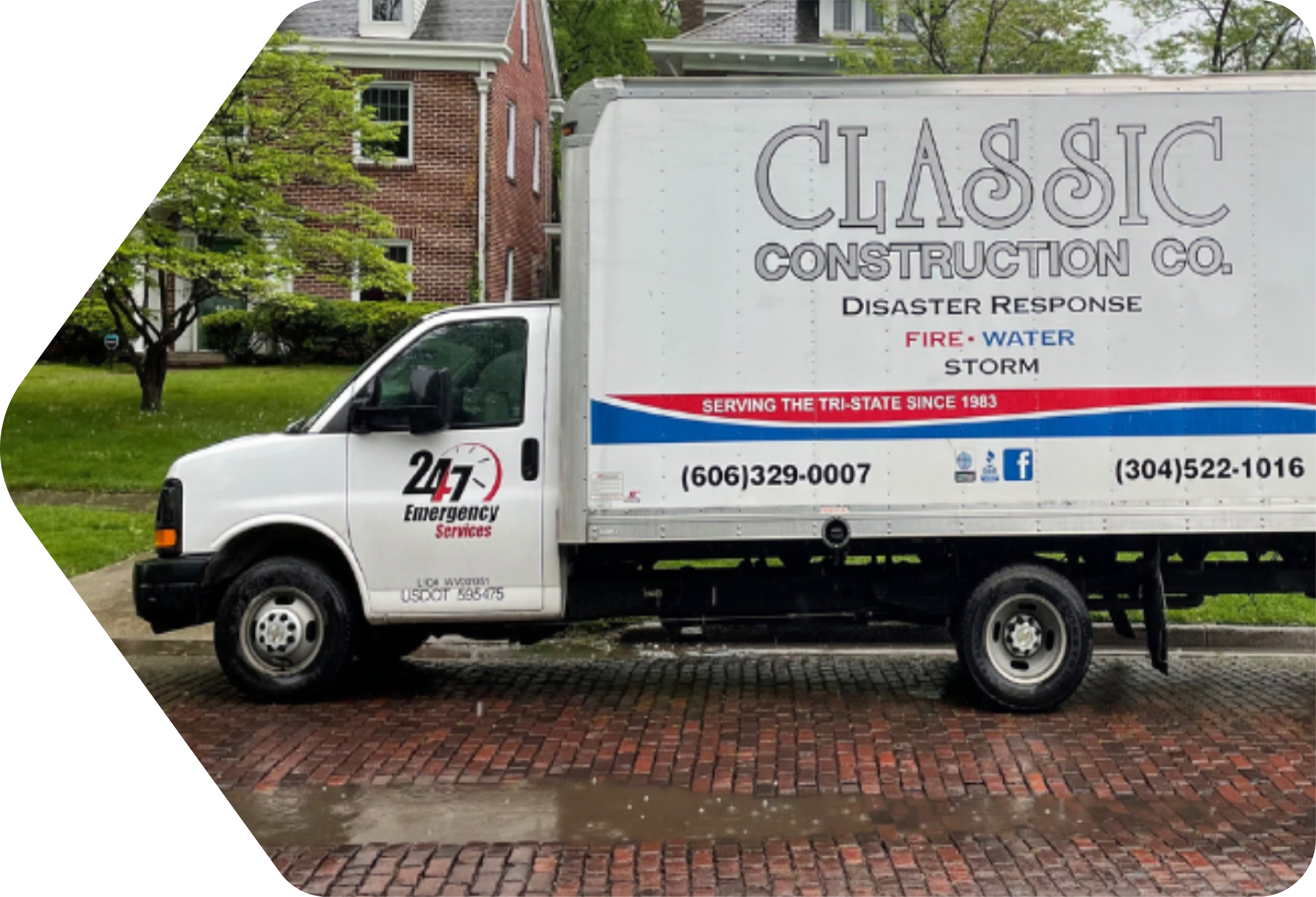 A Classic Construction Company disaster response vehicle