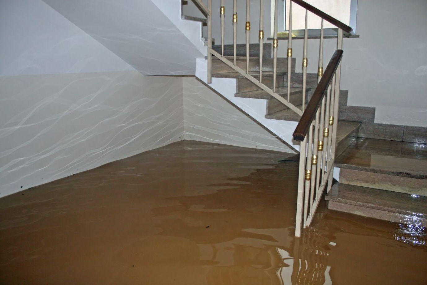 Water flooding on a staircase