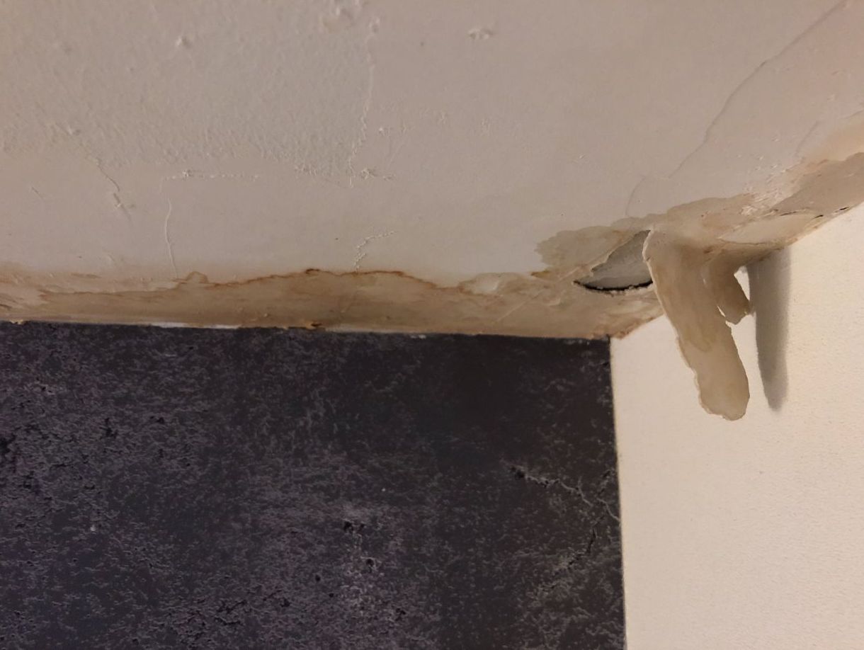 Water damage on a ceiling